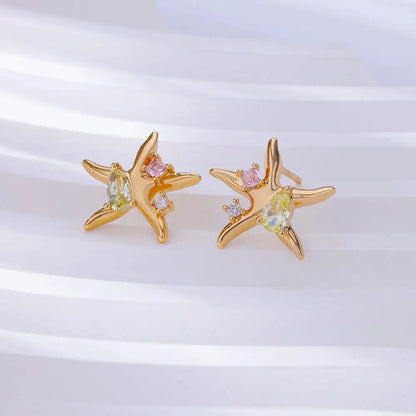 Zircon Starfish Earrings