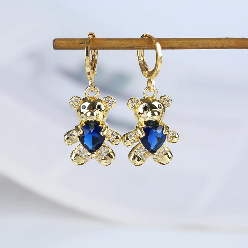 Teddy Bear Heart Earrings