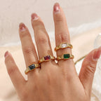 Thin Square Stone Ring