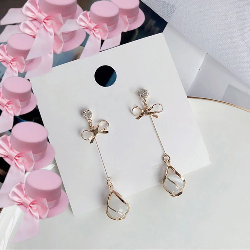 Opal Bowknot Dangle Earrings