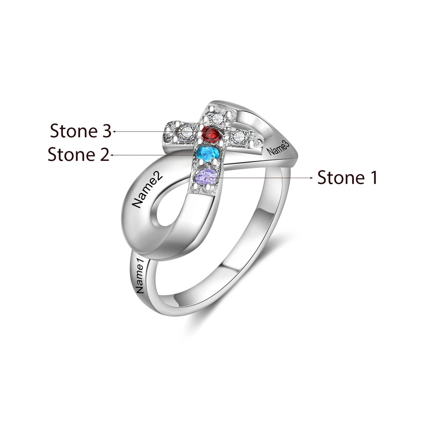 Custom Infinity Cross Birthstone Ring