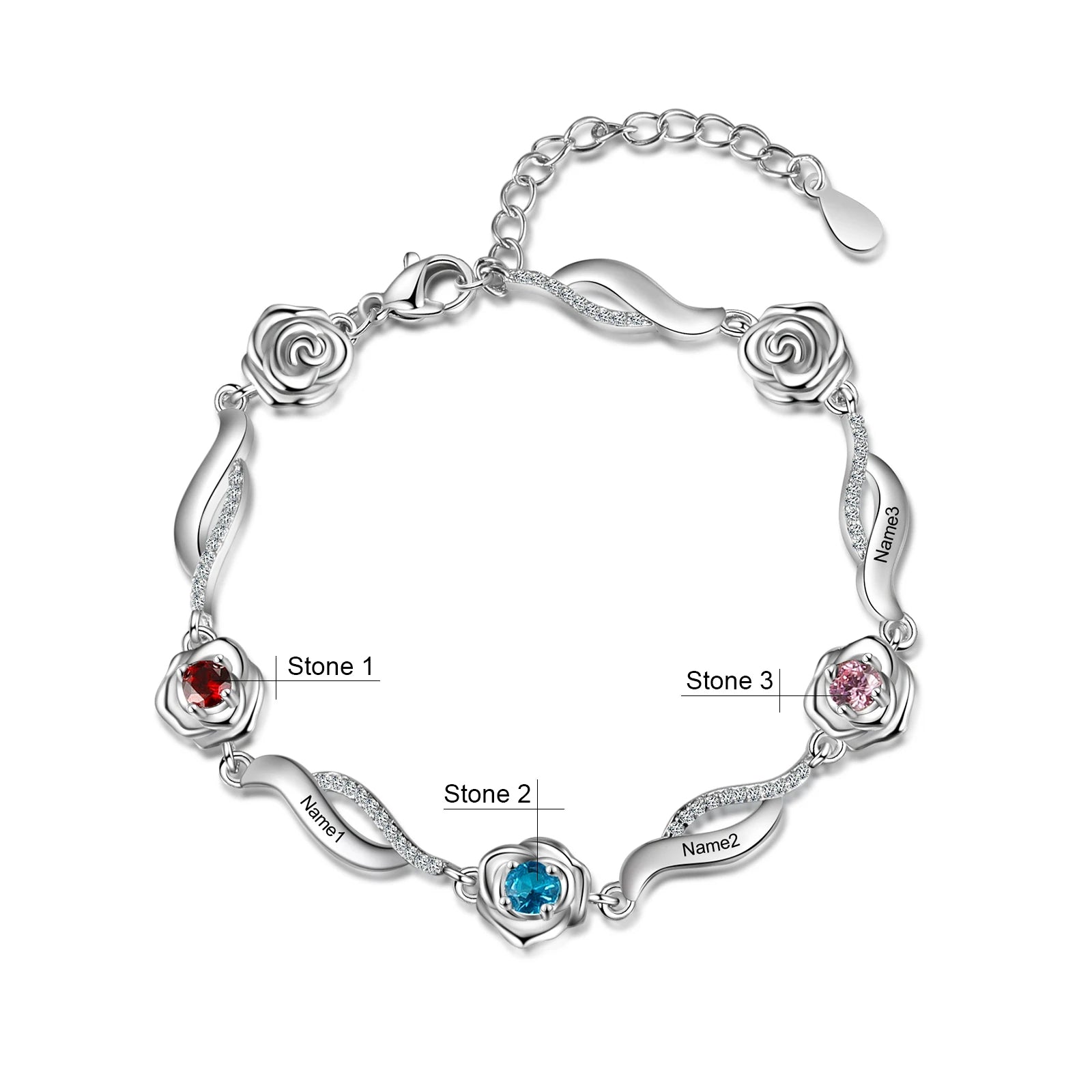 Personalized Birthstone Rose Bracelet