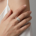 Silver Heart Cross Ring