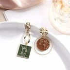 Abstract Face Red & Green Earrings