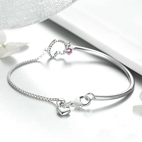 Sterling Silver Pink Heart Bracelet