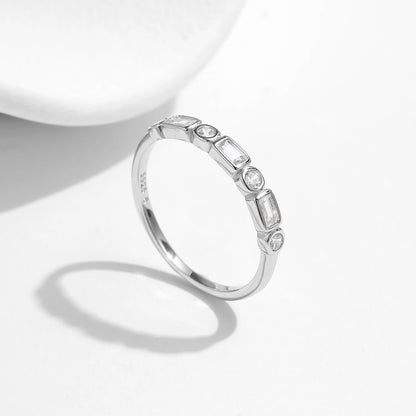 Geometric Diamond Band Ring