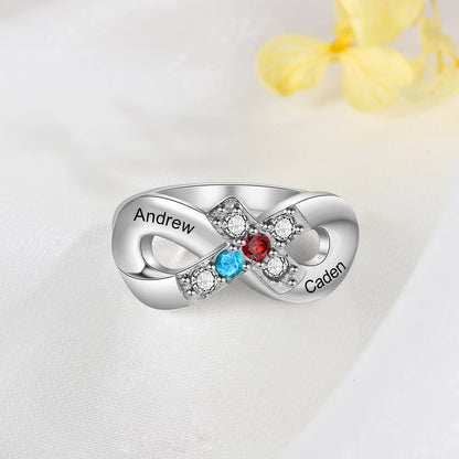 Custom Infinity Cross Birthstone Ring