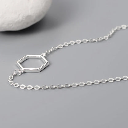 Silver Hexagon Charm Bracelet