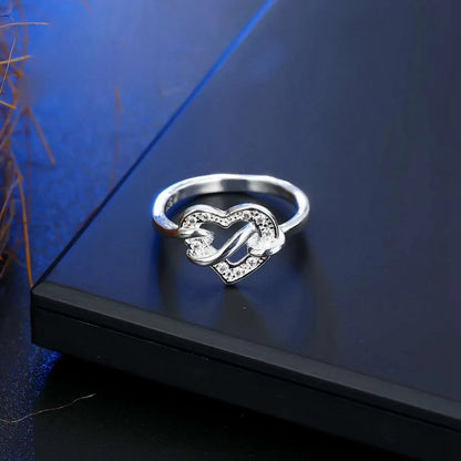 Silver Spiral Heart Ring