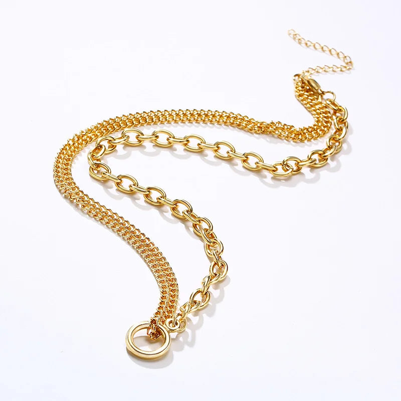Double Chain Circle Necklace