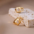 Heart Zircon Lock Earrings