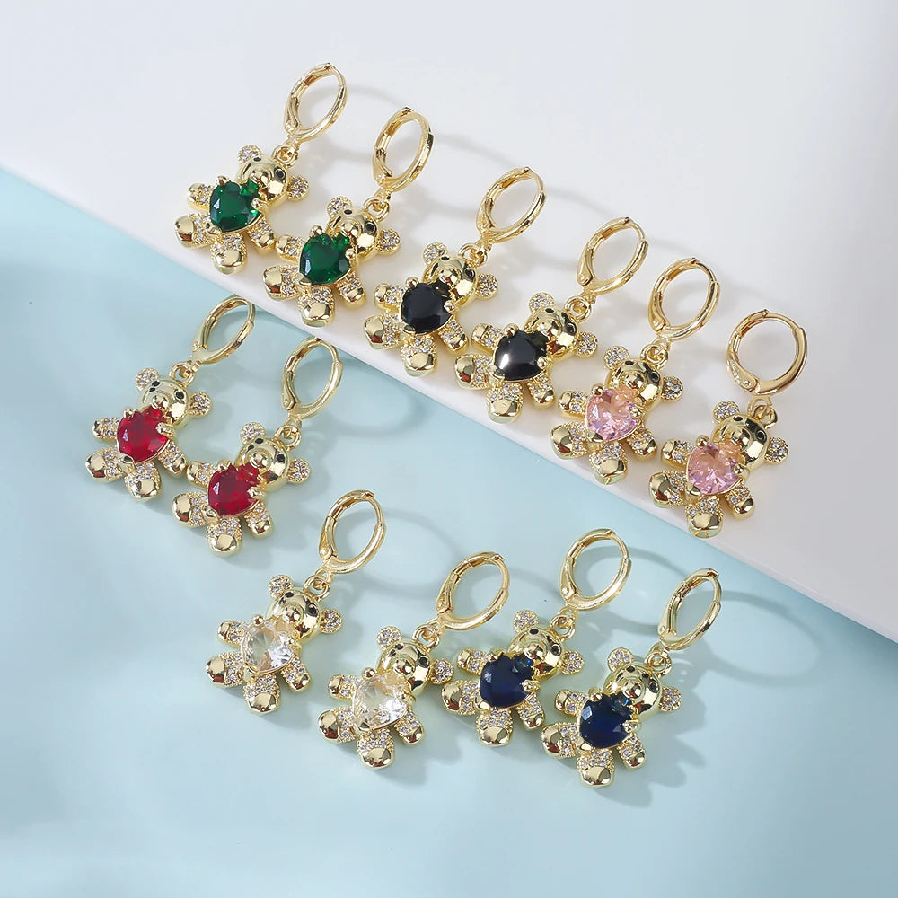 Teddy Bear Heart Earrings