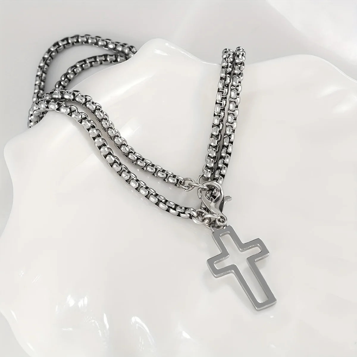 Double Chain Cross Bracelet