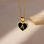 Initial Letter Black Heart Necklace