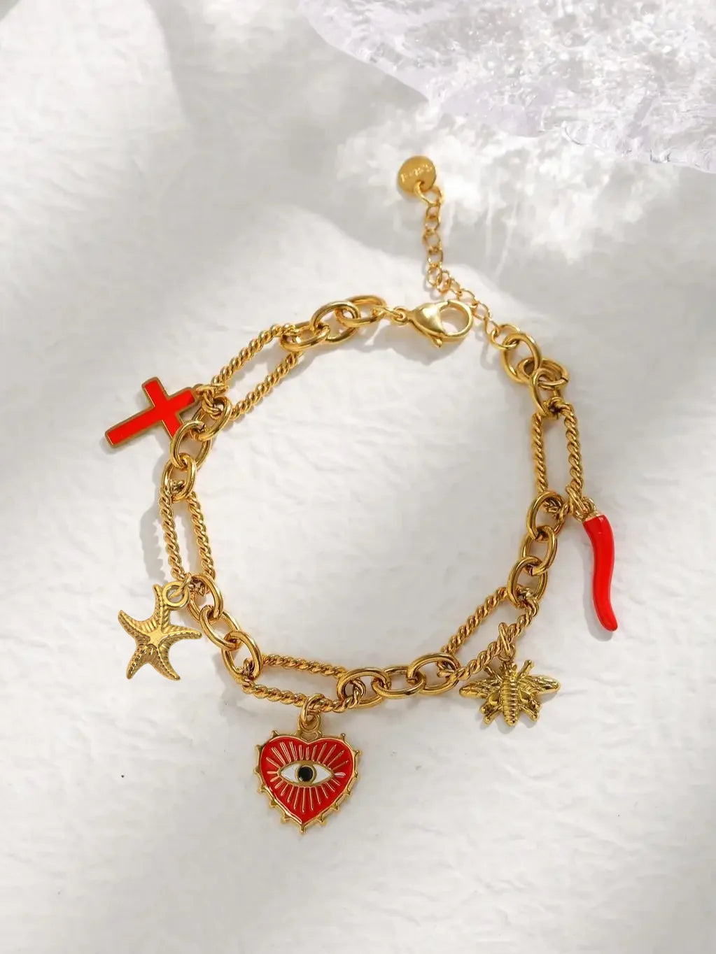 Evil Eye Heart Charm Bracelet