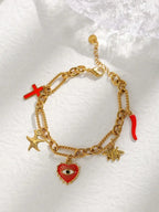 Evil Eye Heart Charm Bracelet