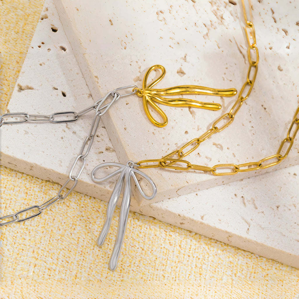 Paperclip Bow Necklace