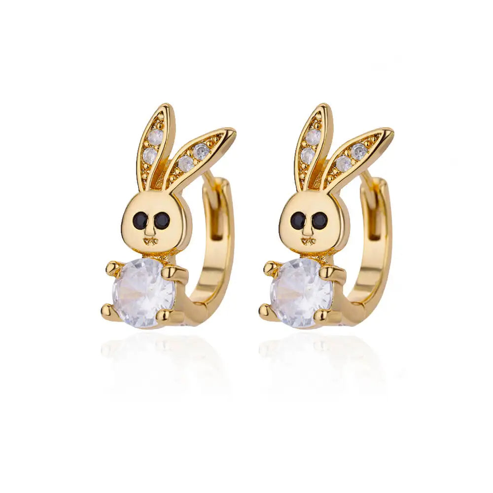 Rabbit Crystal Hoop Earrings