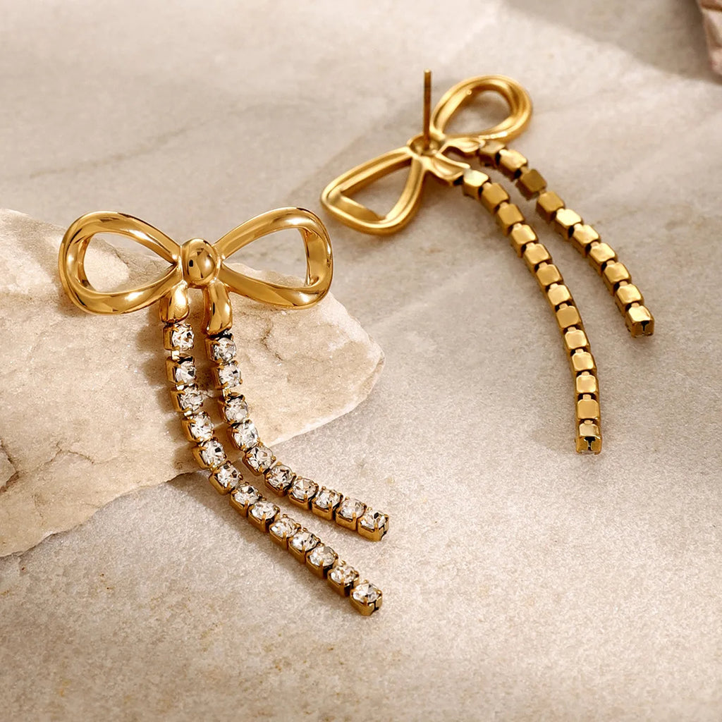 Rhinestone Bow Earrings