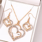 3 PCS Double Heart Crystal Jewelry Set