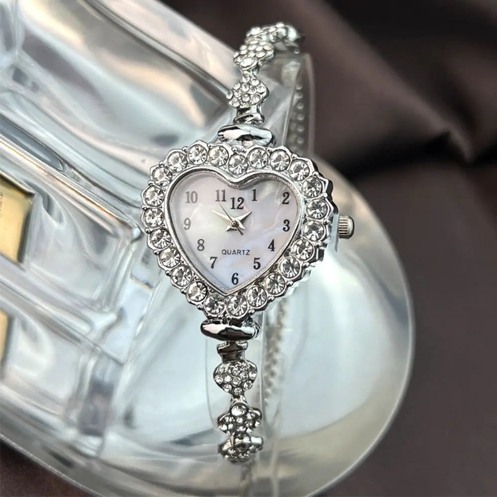 Rhinestone Studded Heart Watch