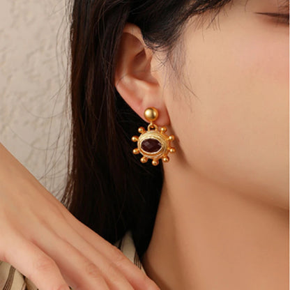 Gold Matte Star Drop Earrings