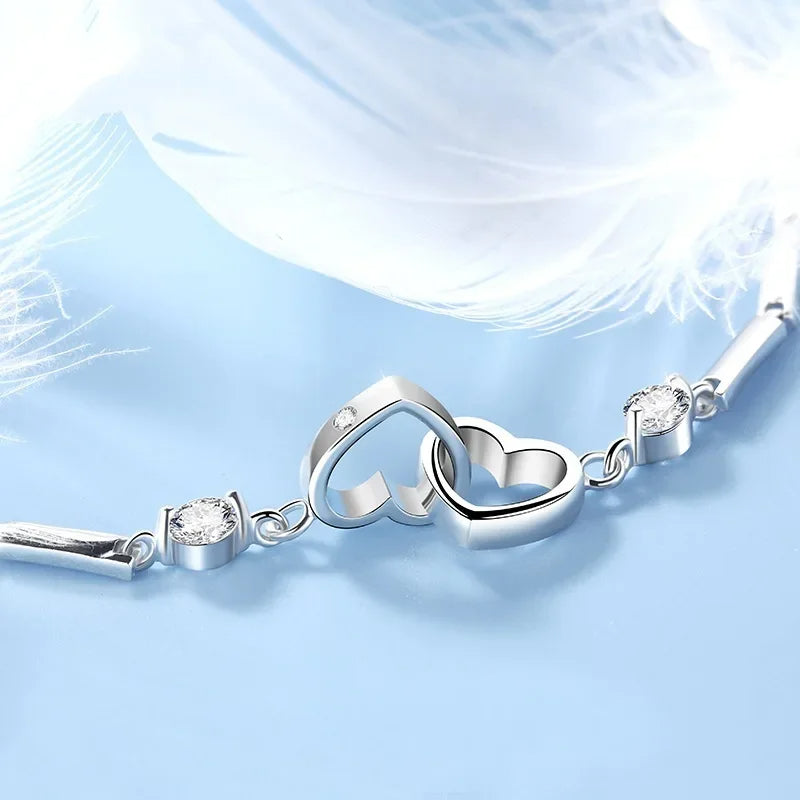 Silver Double Heart Bracelet