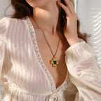 Stone Heart Cross Necklace