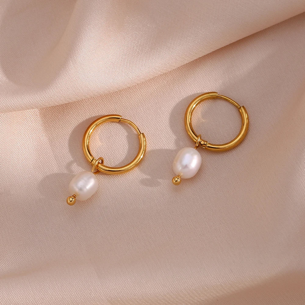 Freshwater Pearl Hoop Earrings
