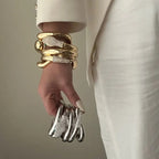 3 PCS Snake Rhinestone Chunky Bracelet Set