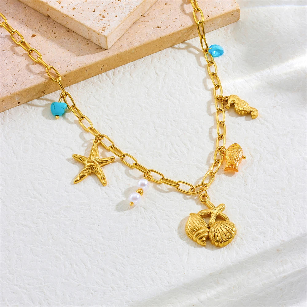 Conch Starfish Necklace