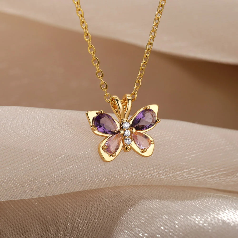 Zircon Butterfly Necklace