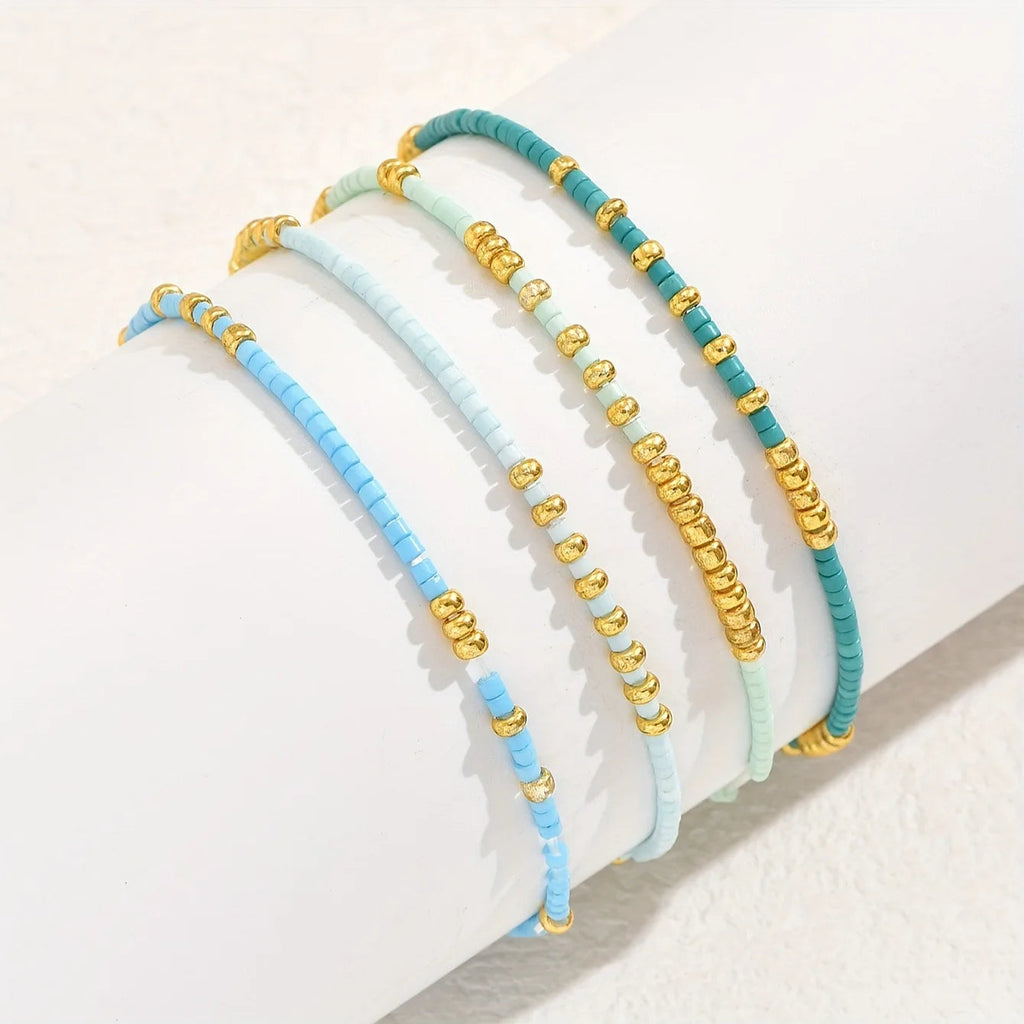 4 PCS Handmade Oceanic Bead Bracelet Set