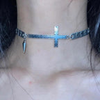Spliced Cross Rivet Necklace