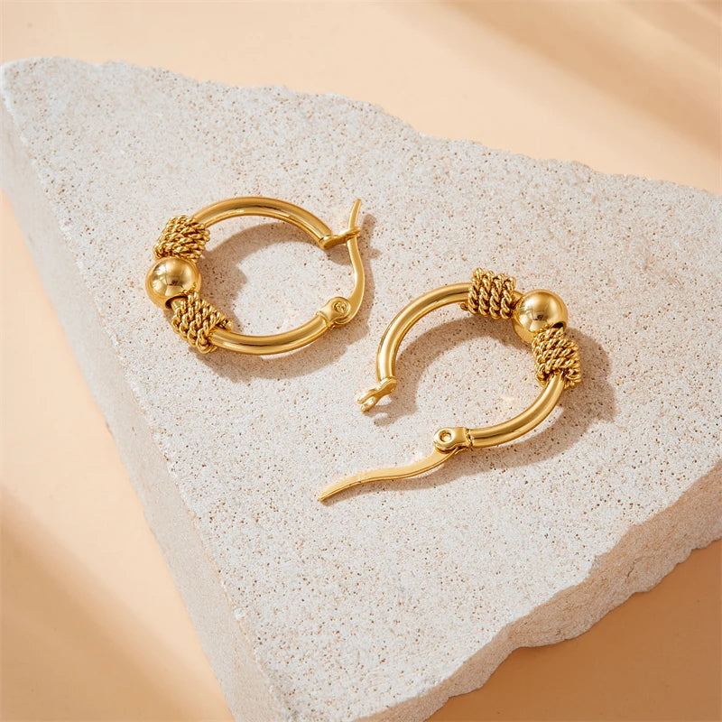Hollow Woven Circular Earrings