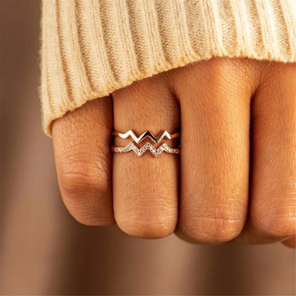 Adjustable Double Wave Ring