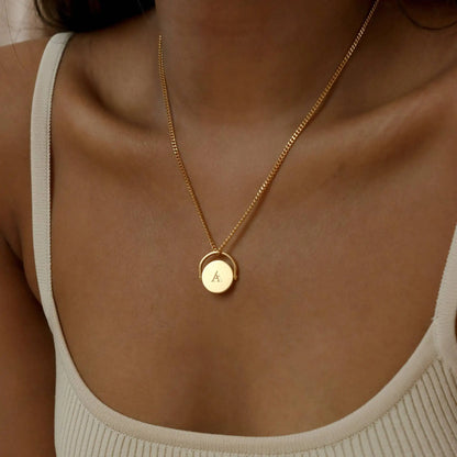 Gold Initial Spinner Necklace