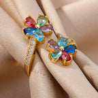 Colored Double Flower Ring