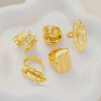 5 PCS Statement Textured Gold Ring Set