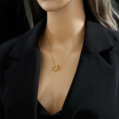 Golden Double Ring Necklace