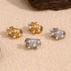 Pearl Crescent Moon Earrings