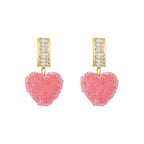 Pink Heart Dangle Earrings