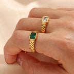 Thin Square Stone Ring