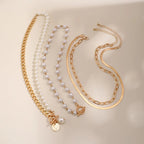 4 PCS Layered Pearl Choker Necklace Set