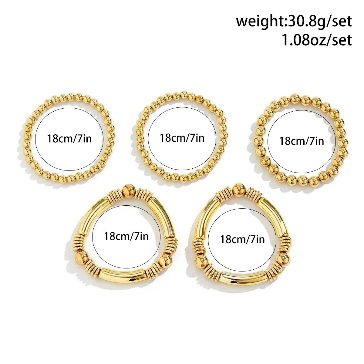 5 PCS Beaded Bracelet Stack Set