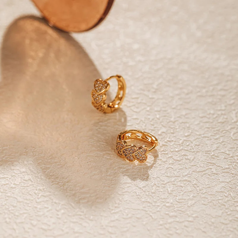 Triple Heart Hoop Earrings