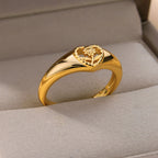 Hollow Heart Sunflower Ring