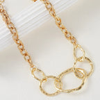 Chunky Hammered Link Necklace & Hoop Earring Set