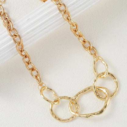Chunky Hammered Link Necklace & Hoop Earring Set