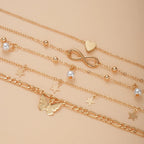5 PCS Gold Charm Anklet Set